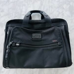 Tumi Alpha Organizer Brief Bag Black Ballistic Nylon Brief Carry-On Work Bag 16"